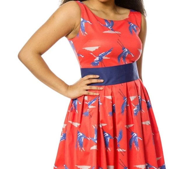 NWT Lindy Bop Lana Dress in Cranes - Picture 3 of 4